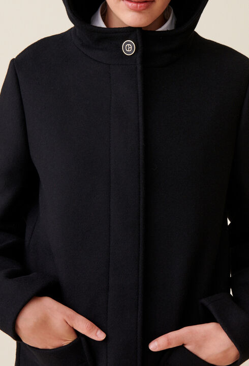 Black hooded coat
