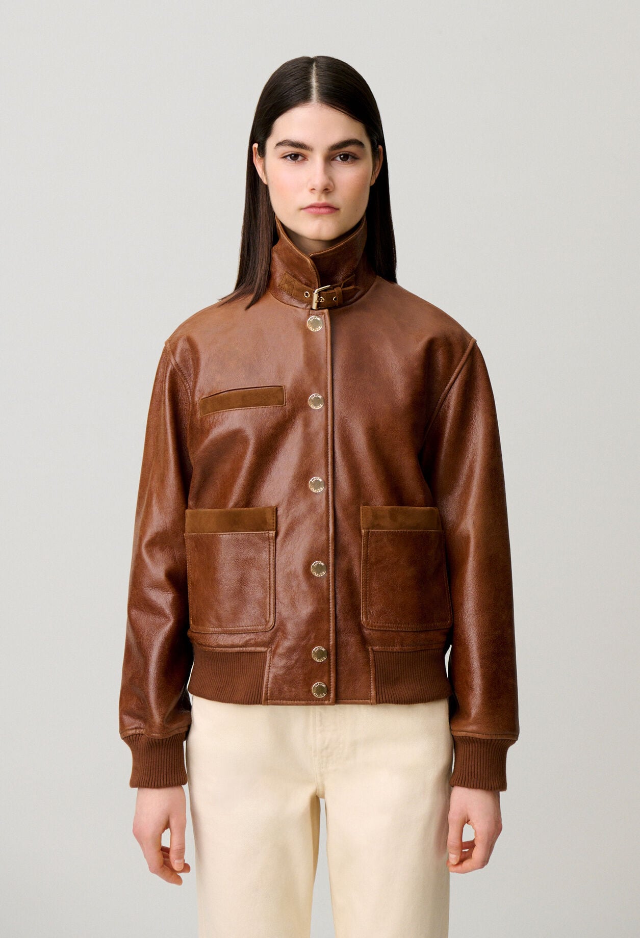 Oversized leather jacket