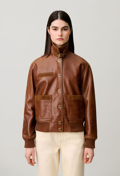 Oversized leather jacket