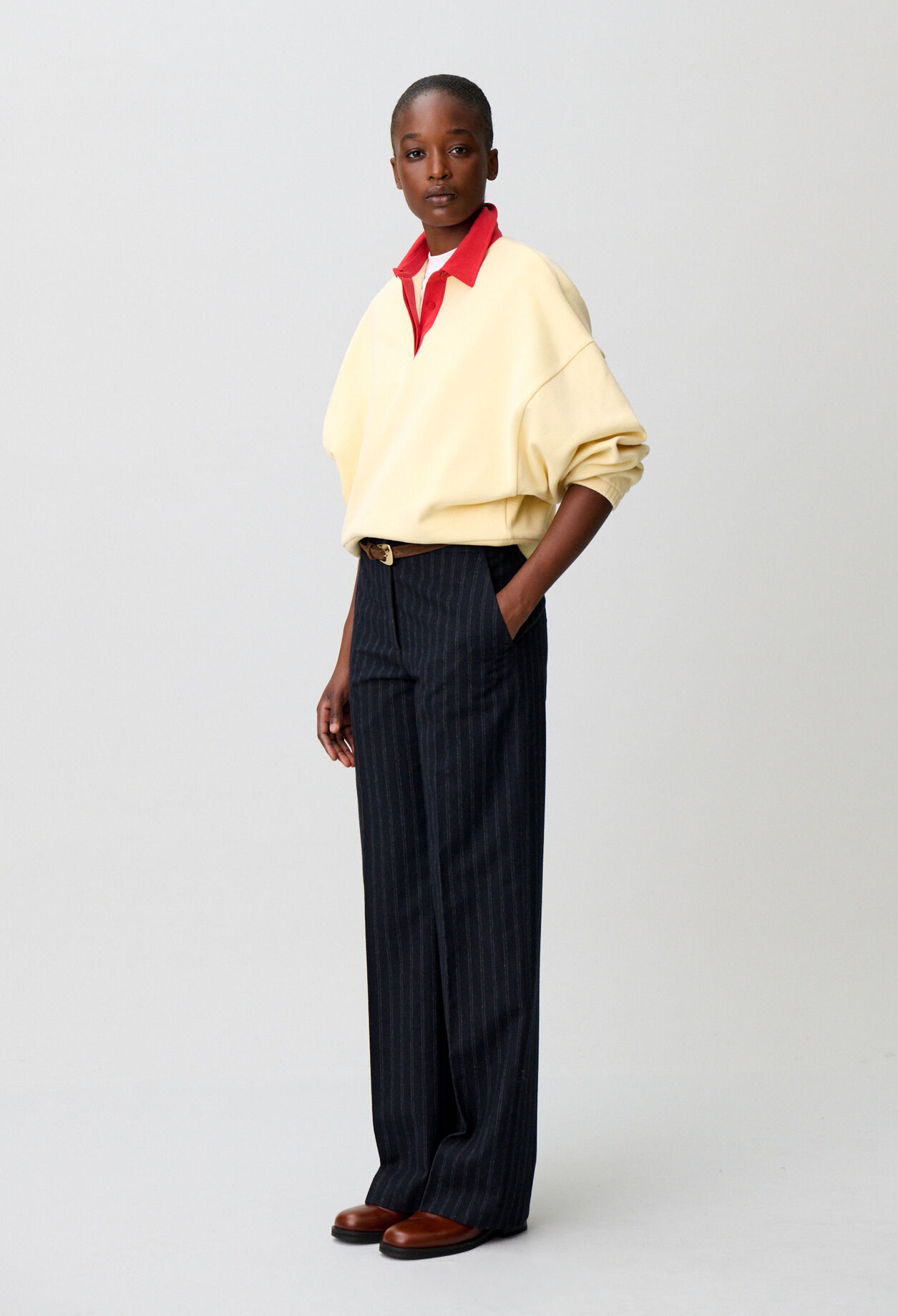 Striped wool blend trousers