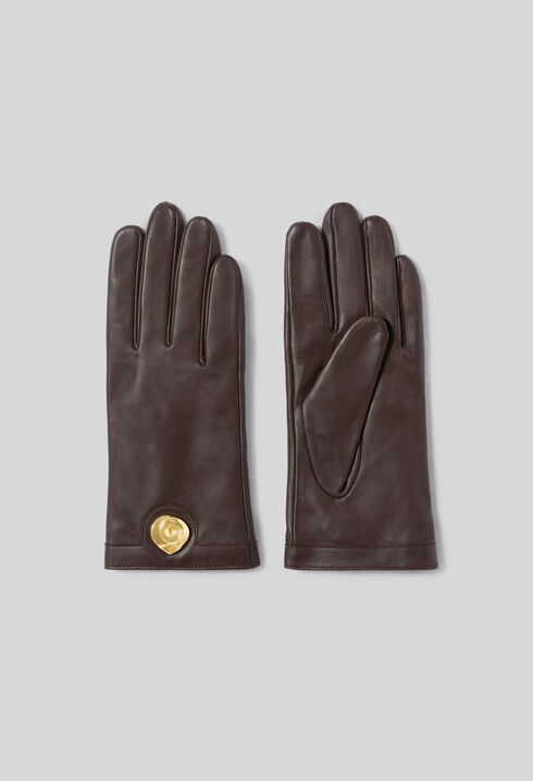 Smooth lambskin gloves gold jewel