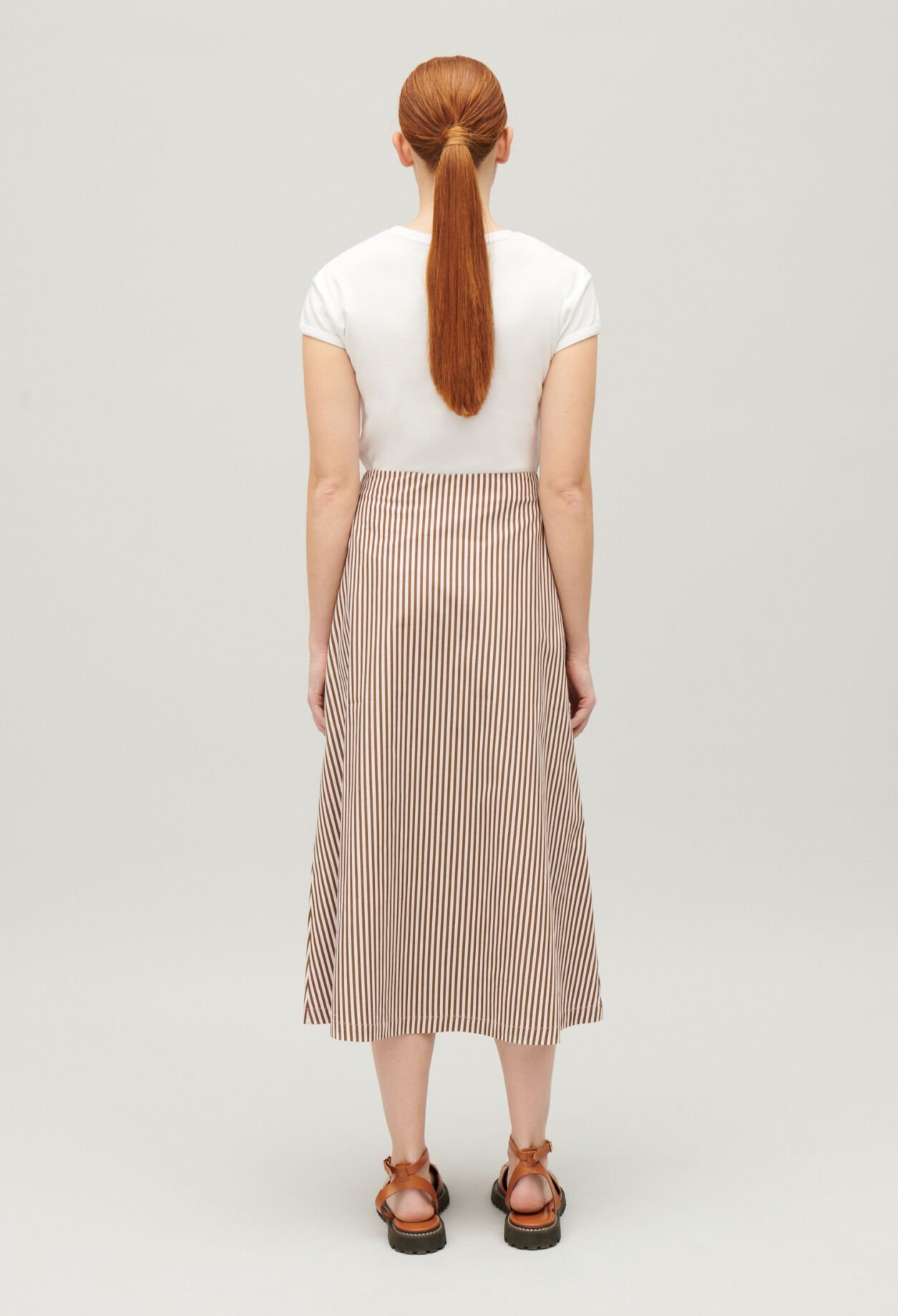 Bronze striped midi skirt