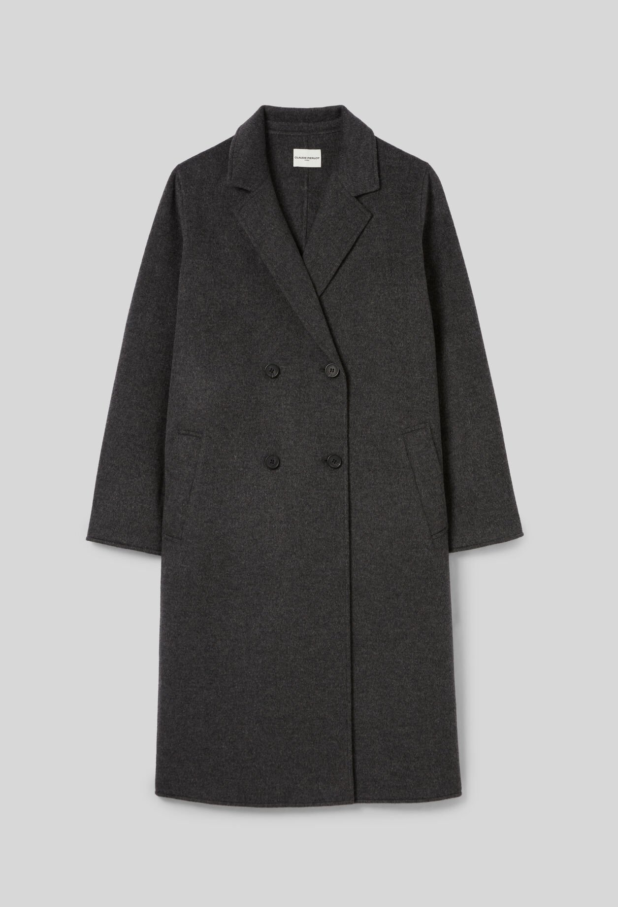 Flecked grey double-sided wool coat for women | Claudie Pierlot