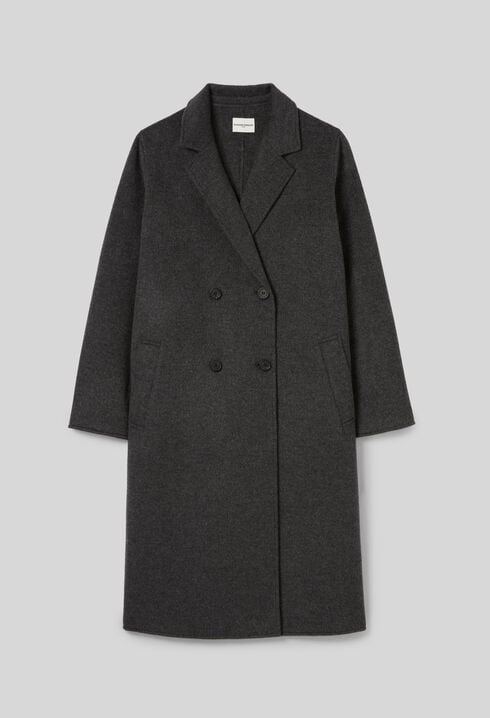 Flecked grey double-sided wool coat