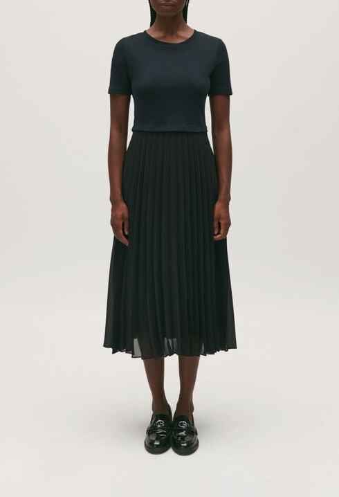 Long dual-fabric Teli dress