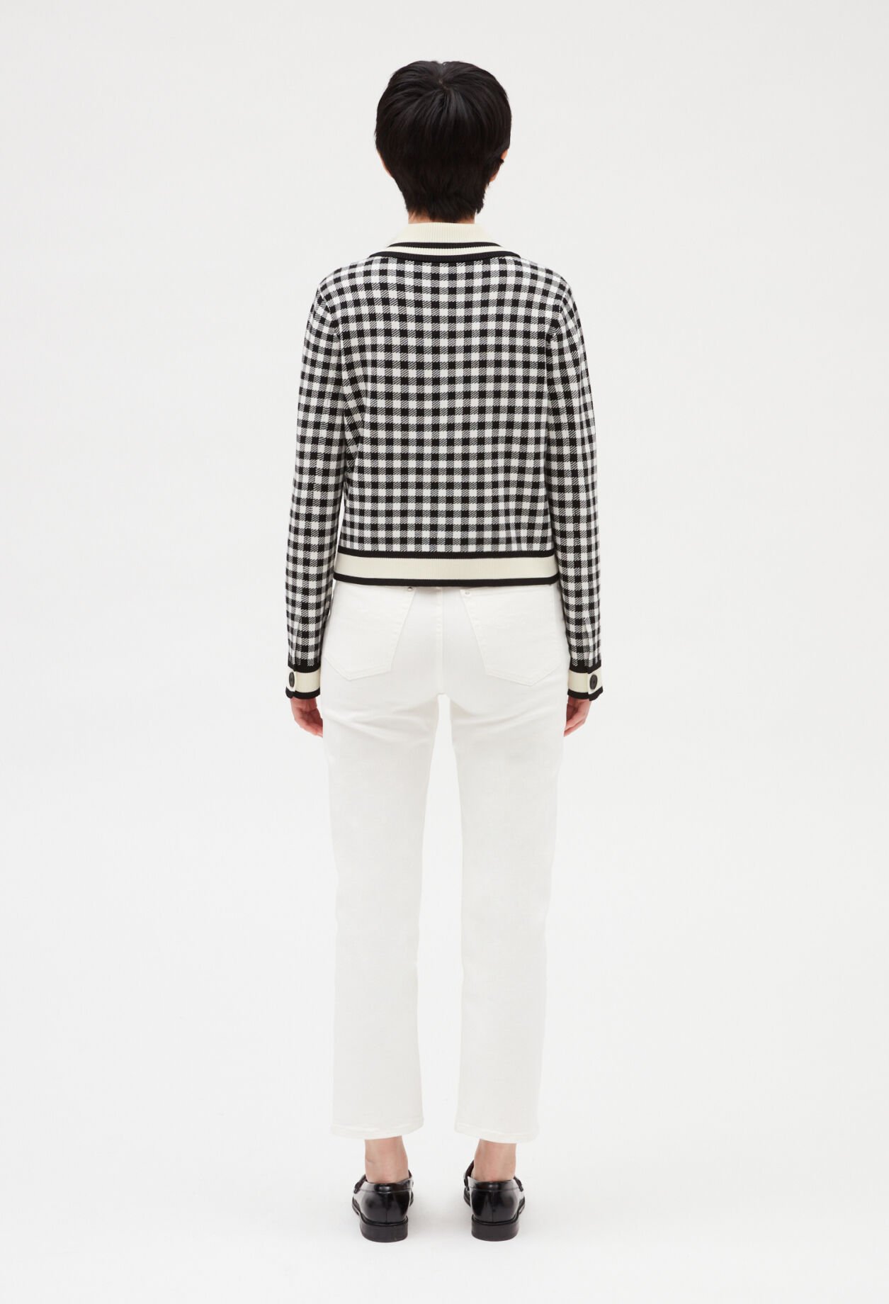 Black and white checked cardigan