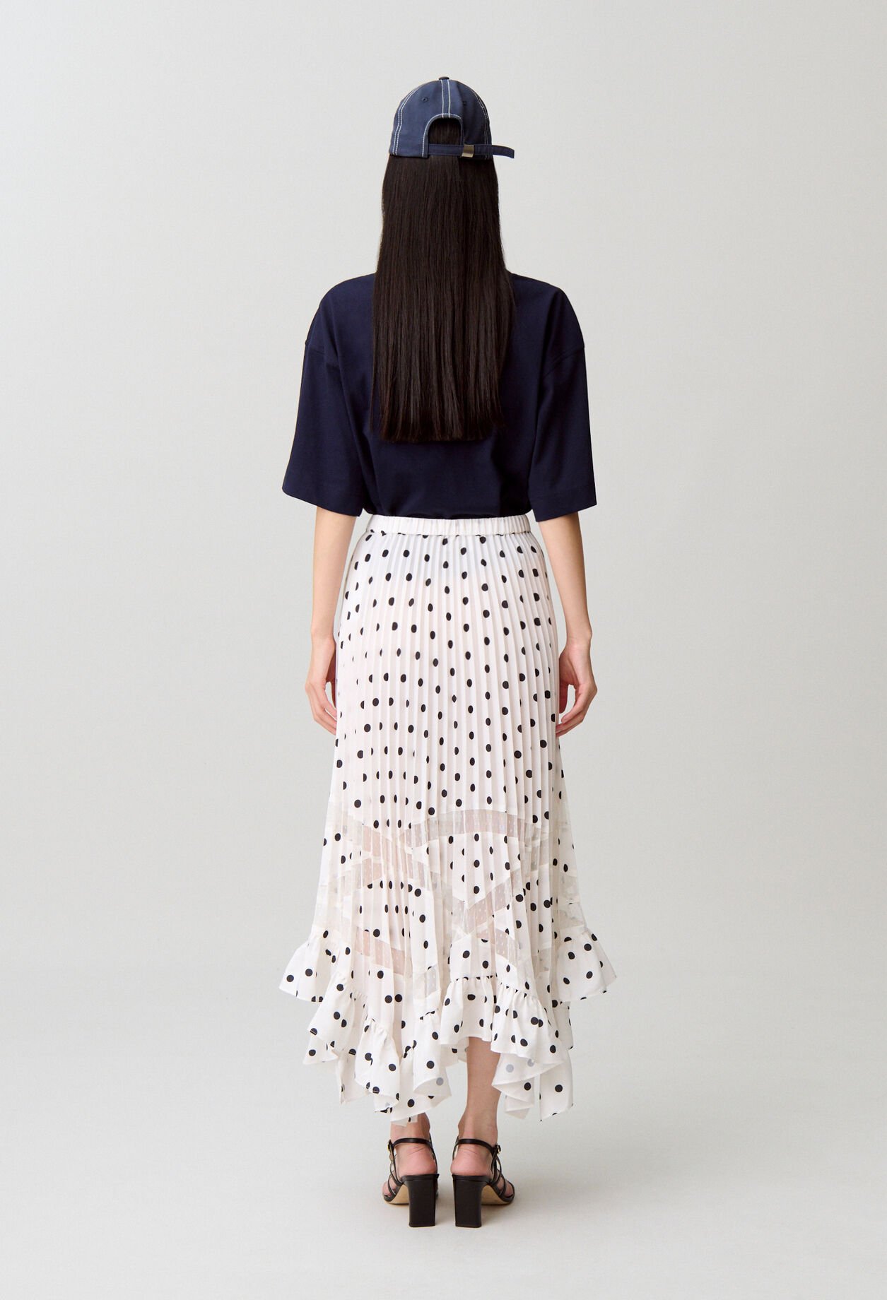 Polka dot pleated skirt