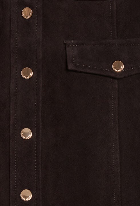 Short chocolate leather skirt