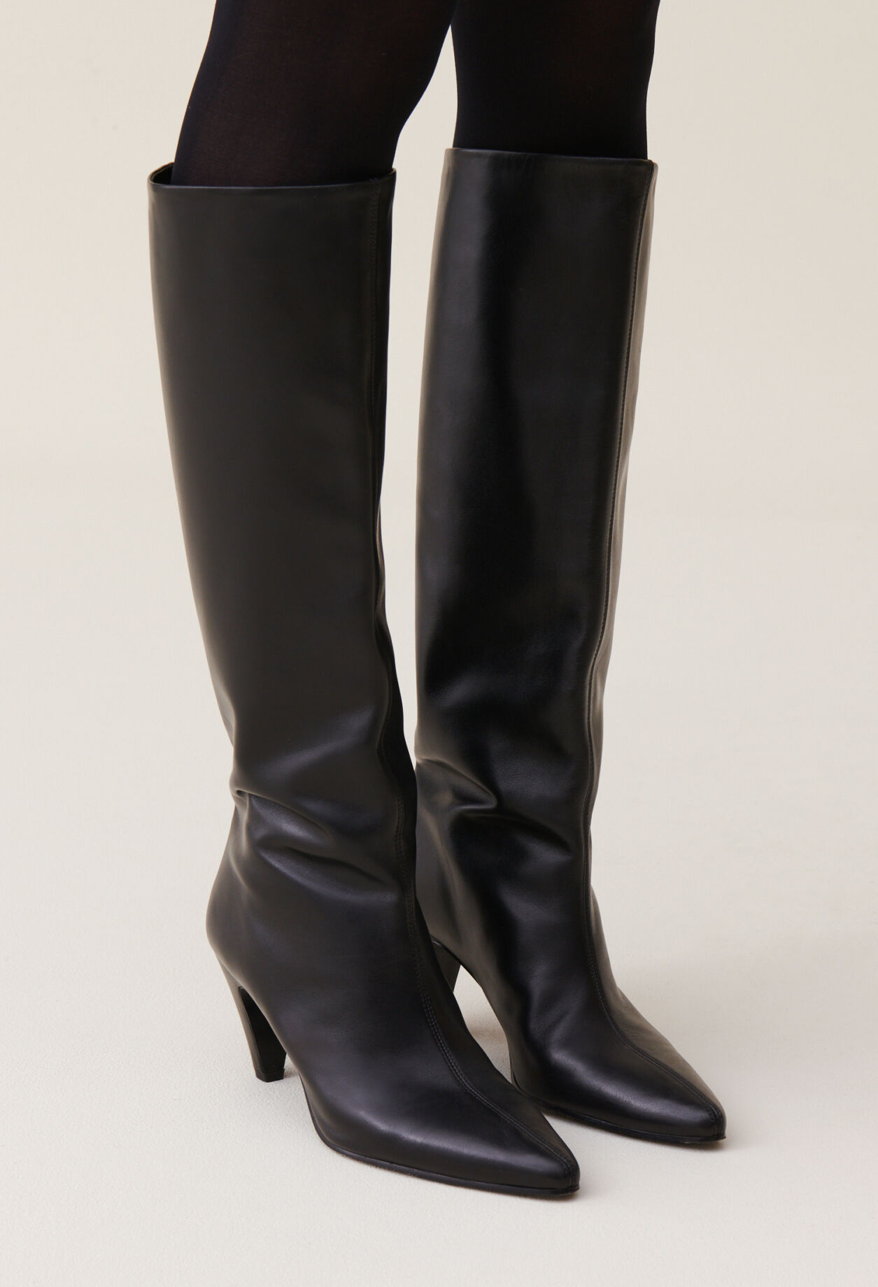Leather knee high boots
