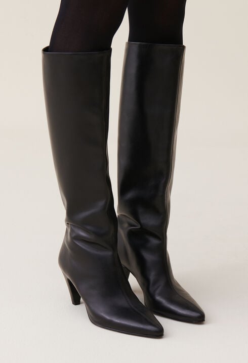 Leather knee-high boots