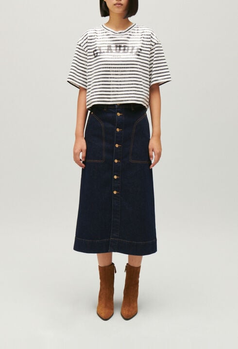 Striped T-shirt with two-tone sequins