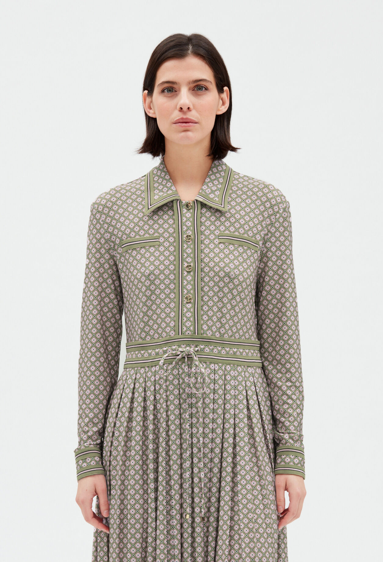Pink midi shirt dress