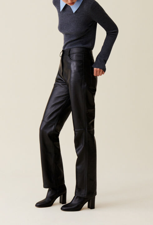 Straight leather trousers