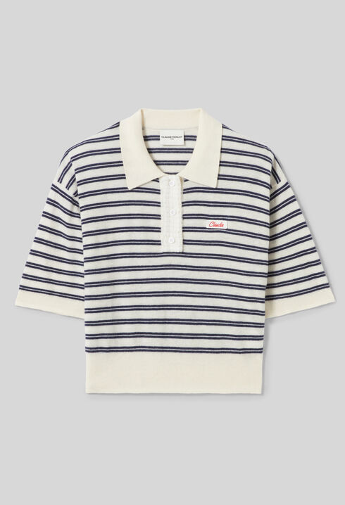 Striped knit polo