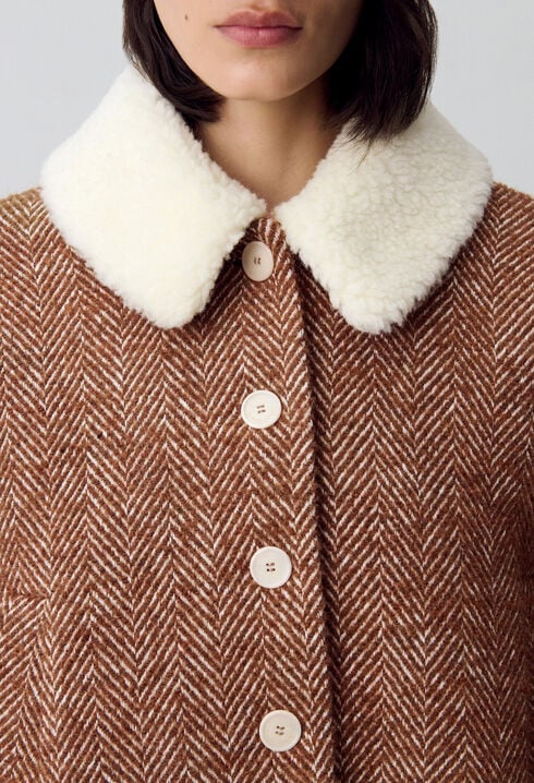 Faux Fur Collar Short Coat