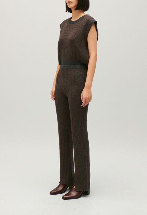 Stripy knit trousers 