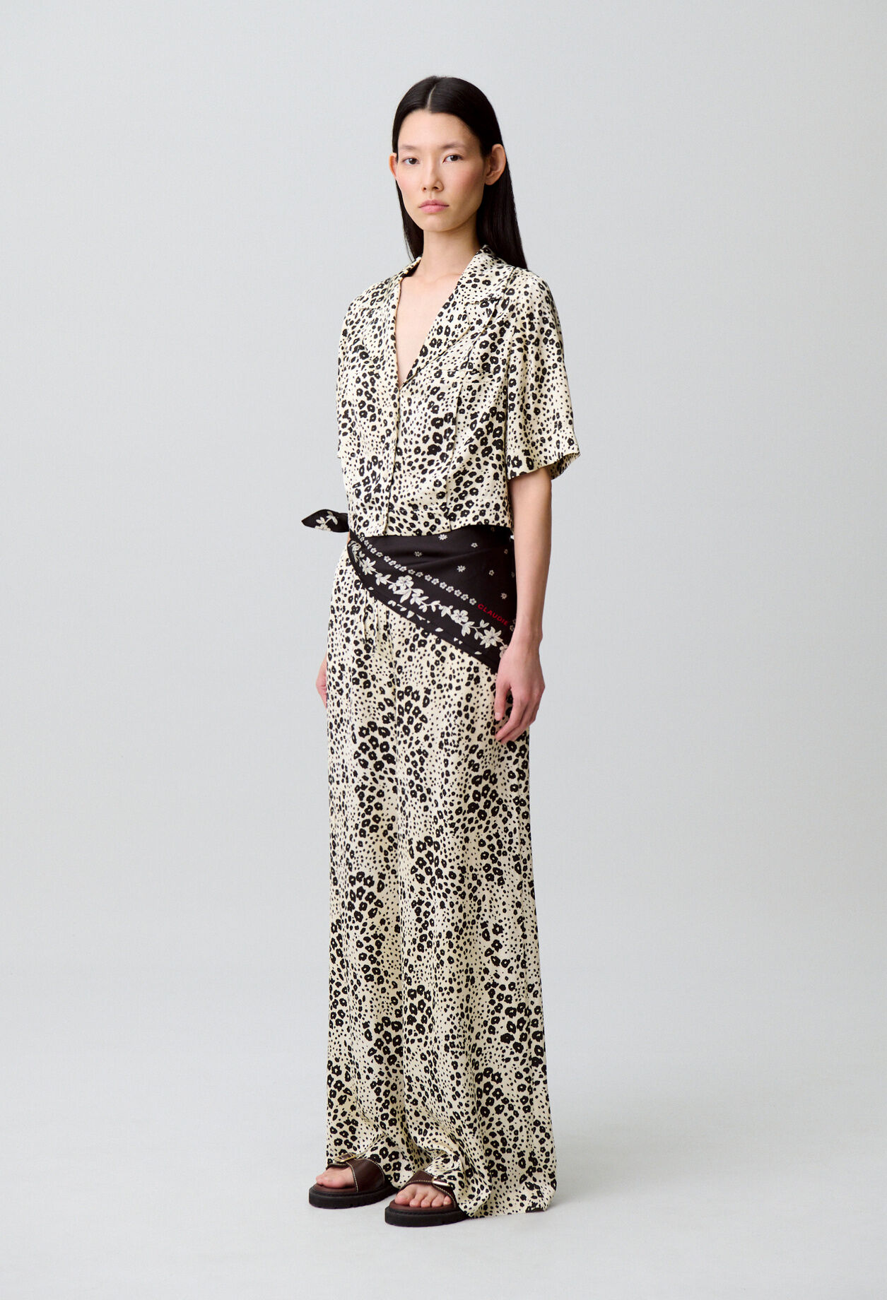 Animal print satin shirt