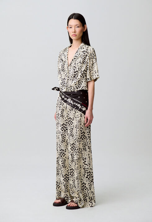 Animal print satin shirt