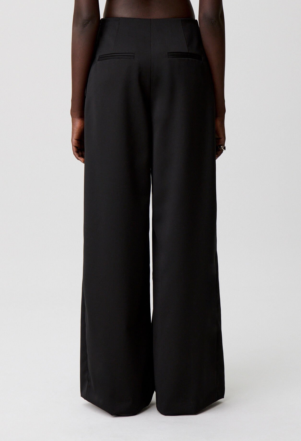 Wide-leg wool-blend trousers