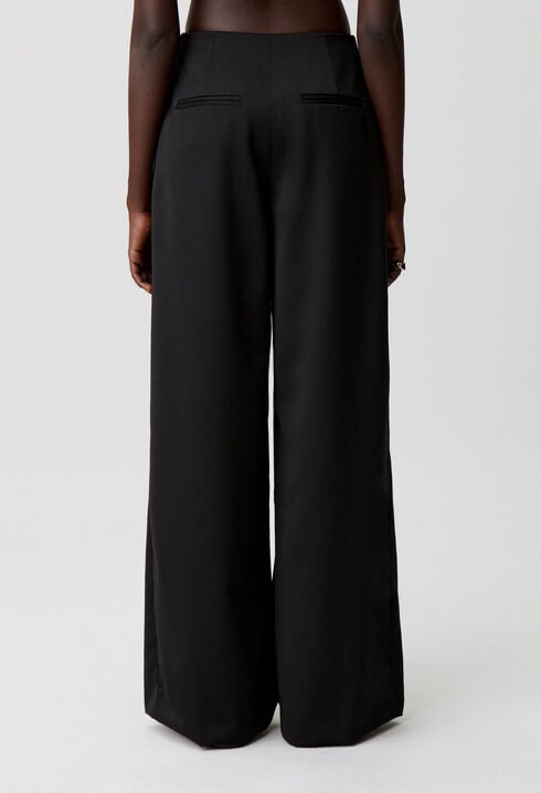 Wide-leg wool-blend trousers
