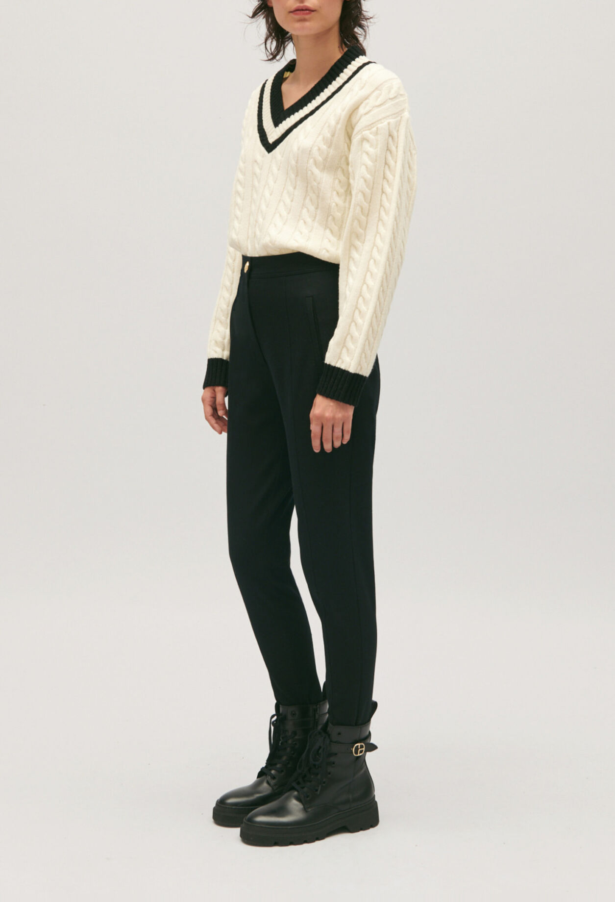 High-rise slim-fit trousers