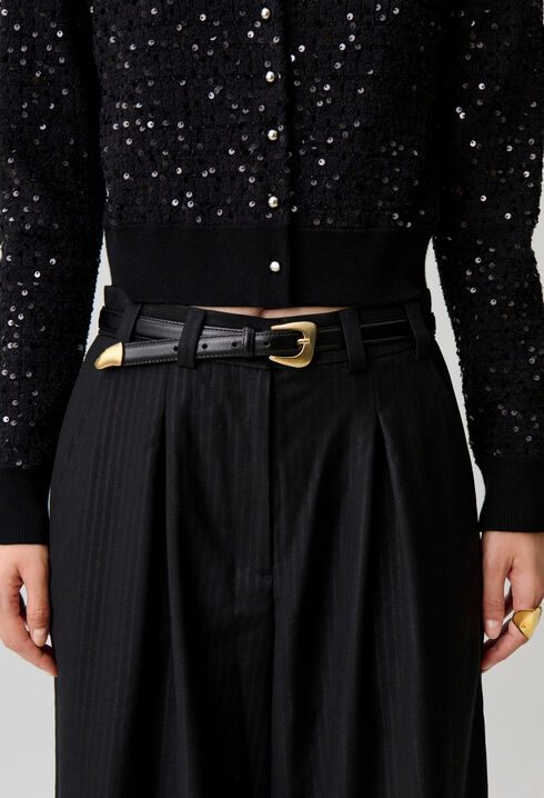Leather belt with organic buckle
