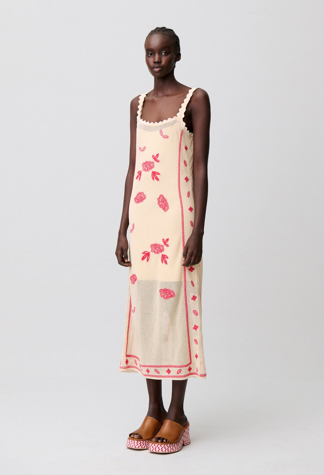 Floral embroidered midi dress