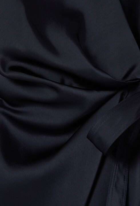 Mid-length Satin Wrap Dress