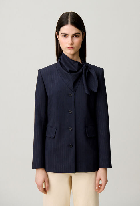 Wool jacket with removable scarf