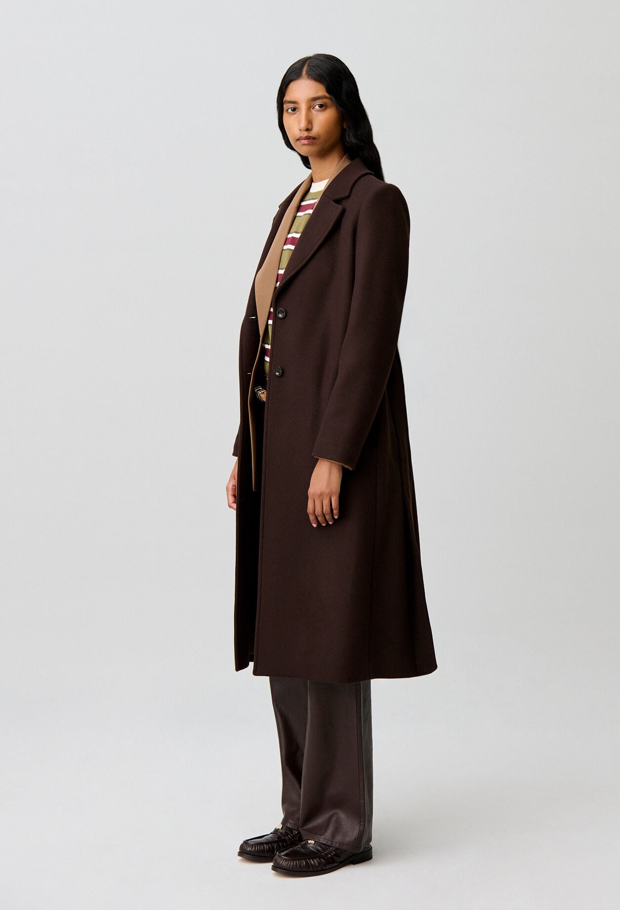 Long belted wool coat