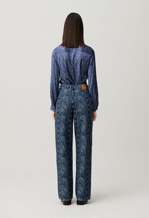 Printed straight denim jeans