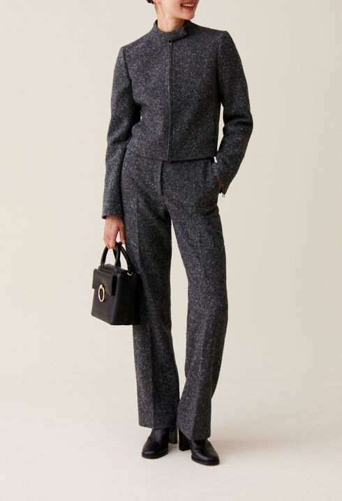 Grey short mixed wool jacket