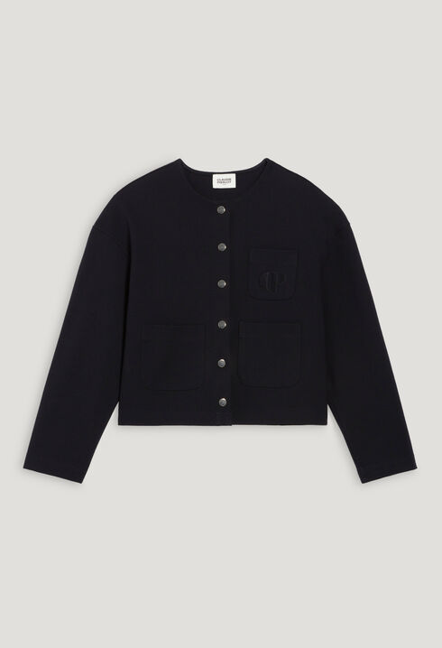 Navy blue cropped cardigan