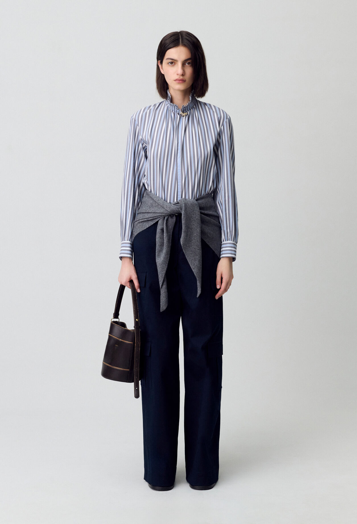Striped Victorian collar blouse