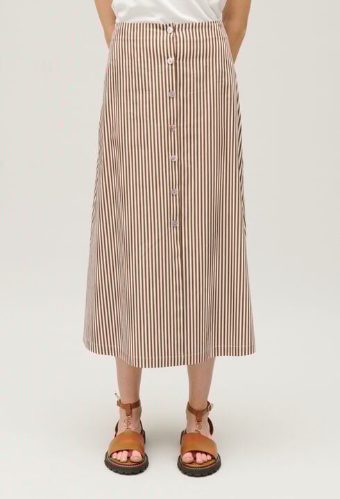 Bronze striped midi skirt
