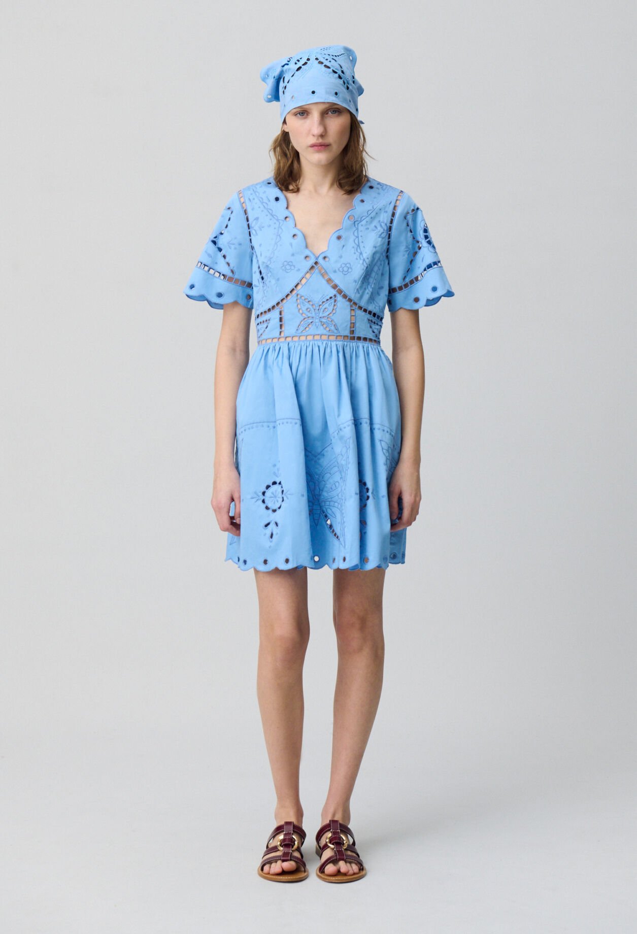 Short Dress Butterfly Embroidery