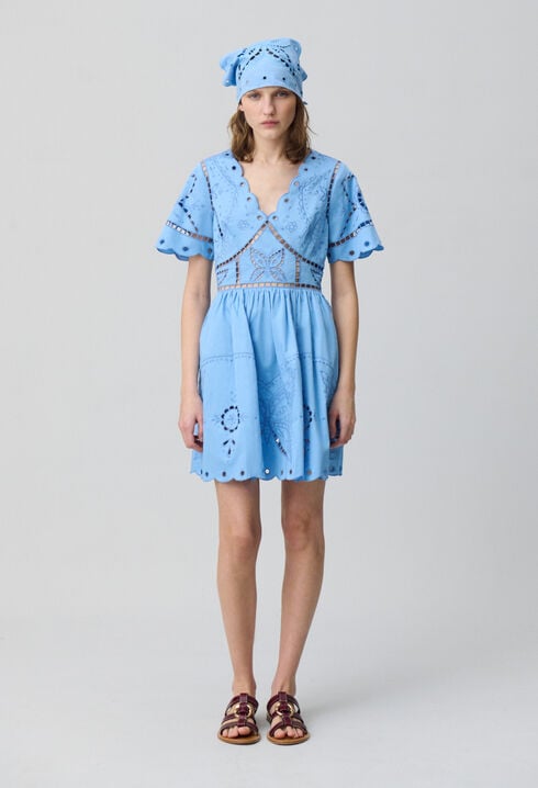 Short Dress Butterfly Embroidery