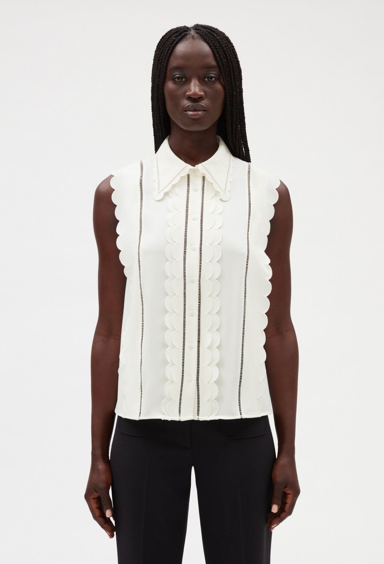 Sleeveless scalloped shirt for women | Claudie Pierlot