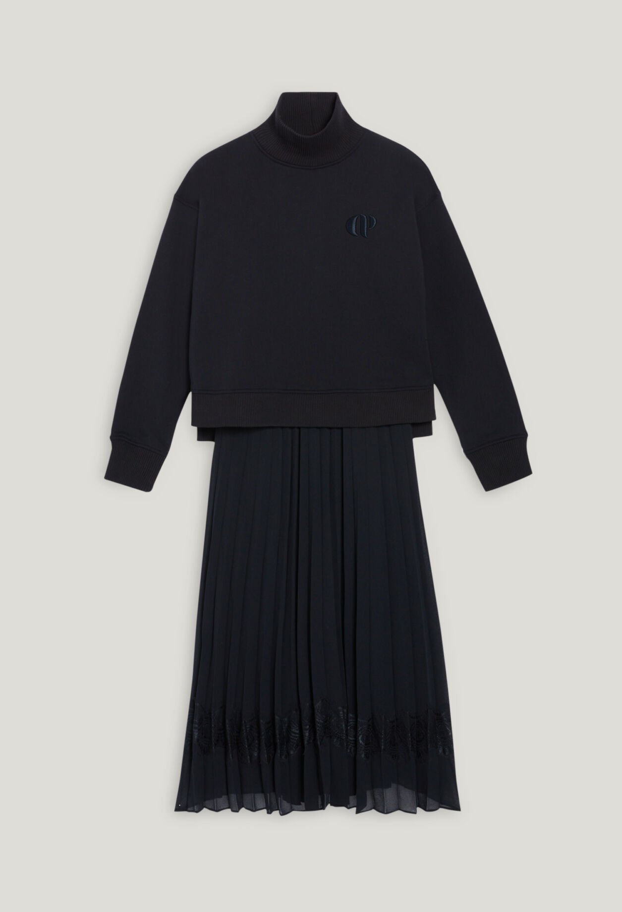 Teli navy blue illusion midi dress