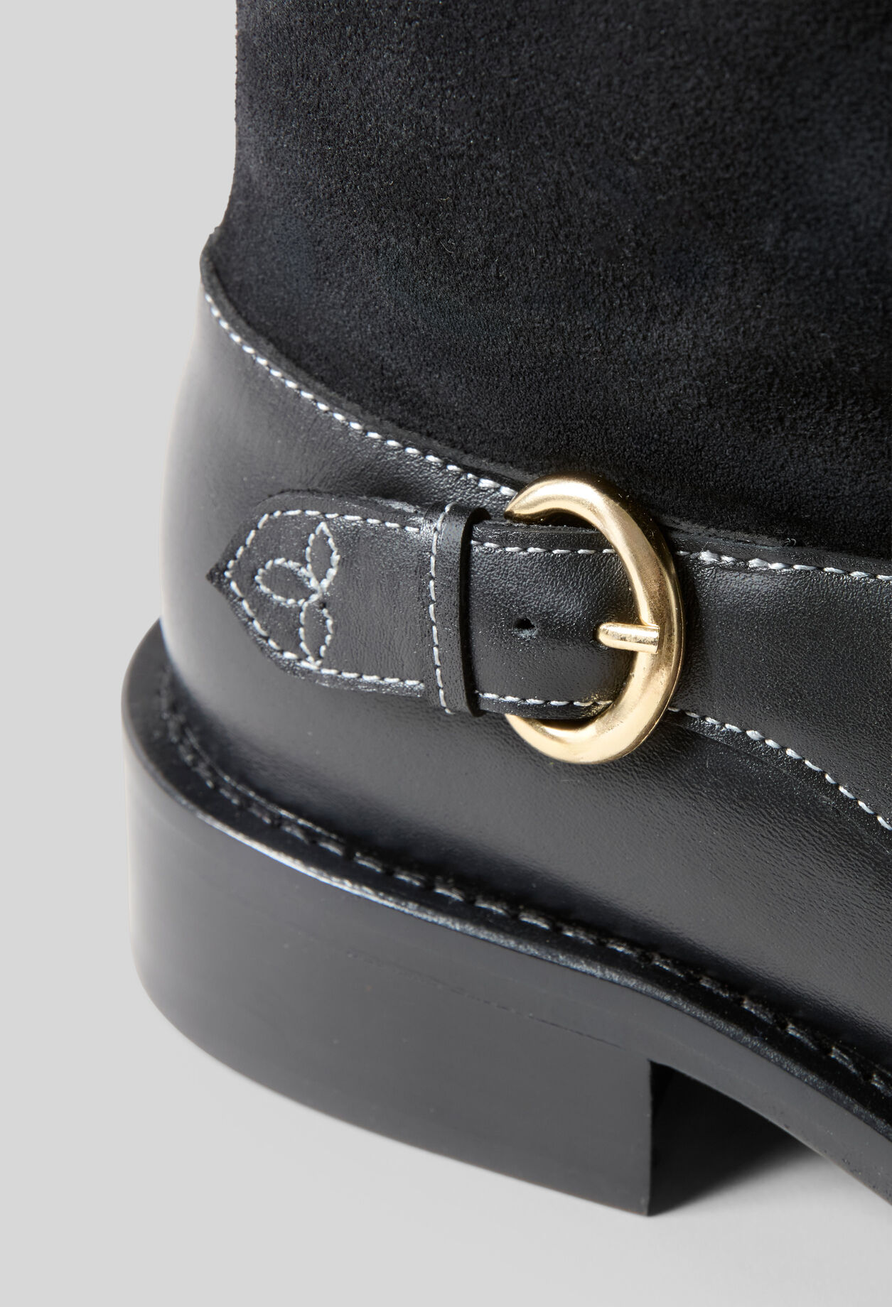 Black suede mid-calf boots