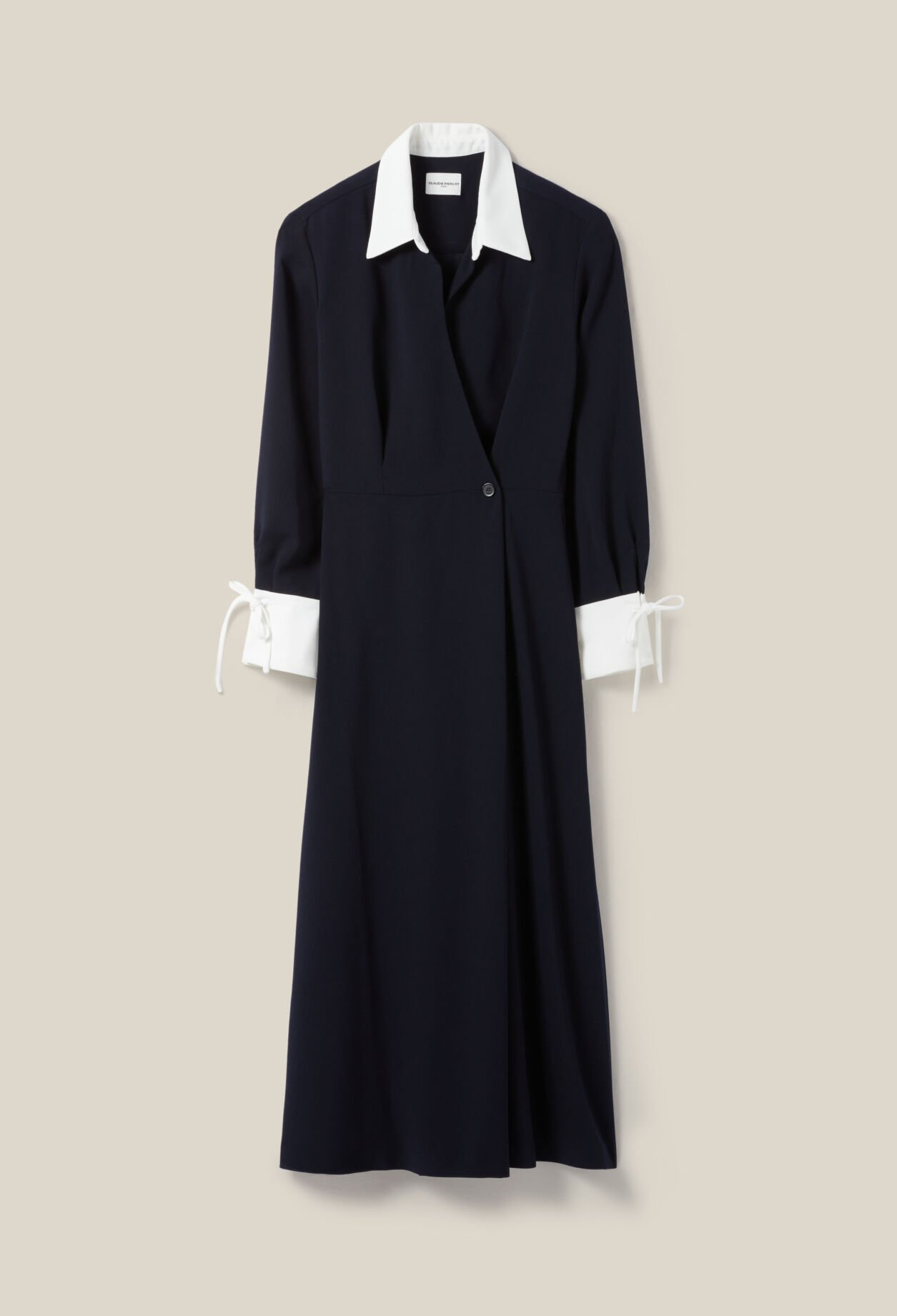 Navy wrap fluid maxi dress