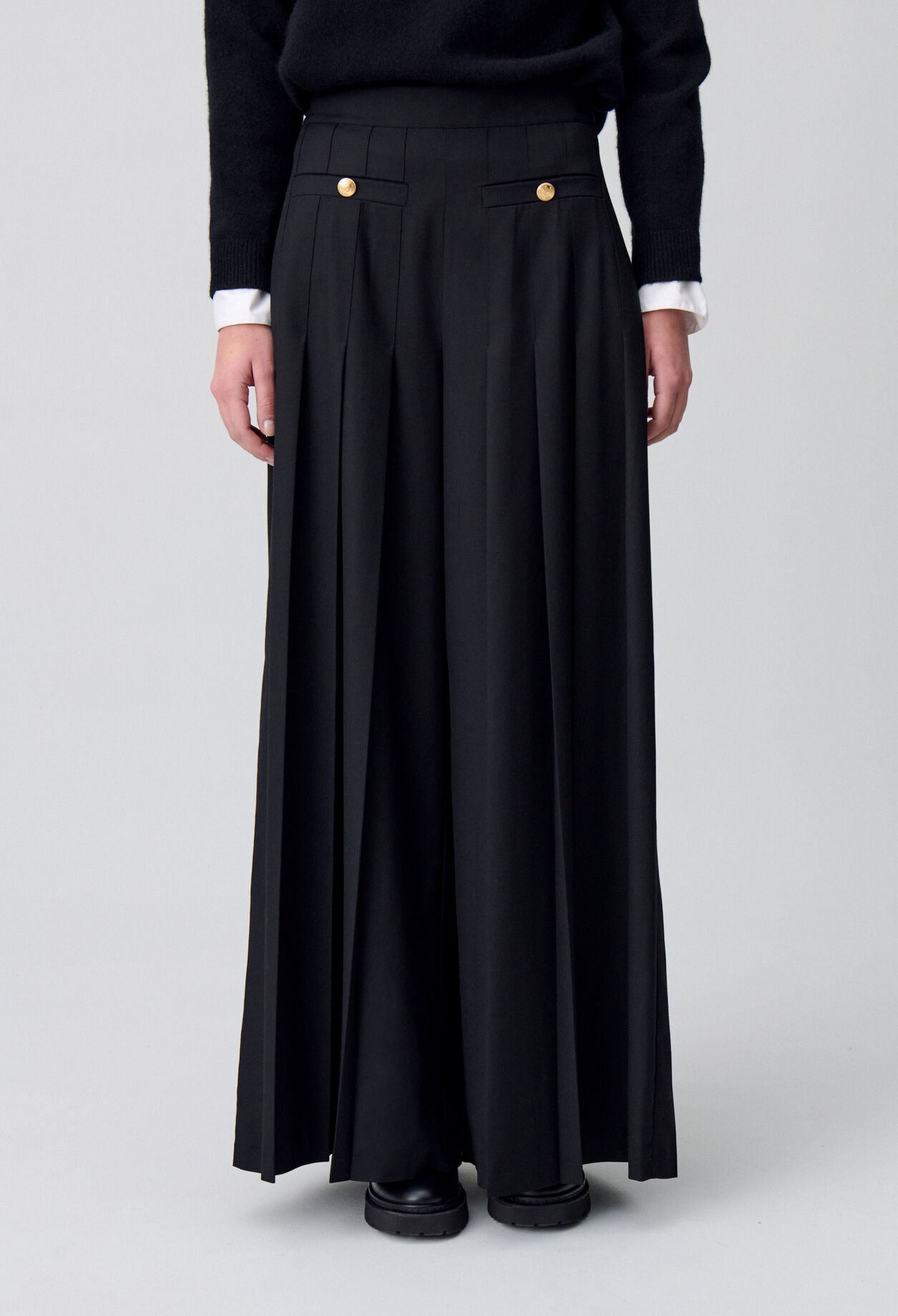 Pleated Wide-Leg Trousers