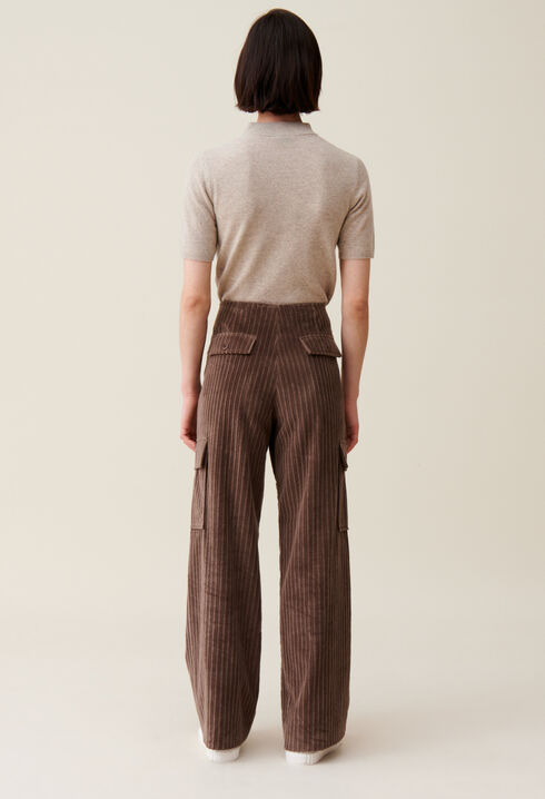 Wide corduroy cargo trousers