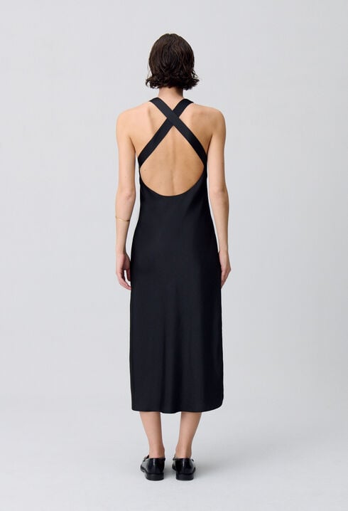 Satin Open-Back Maxi Dress