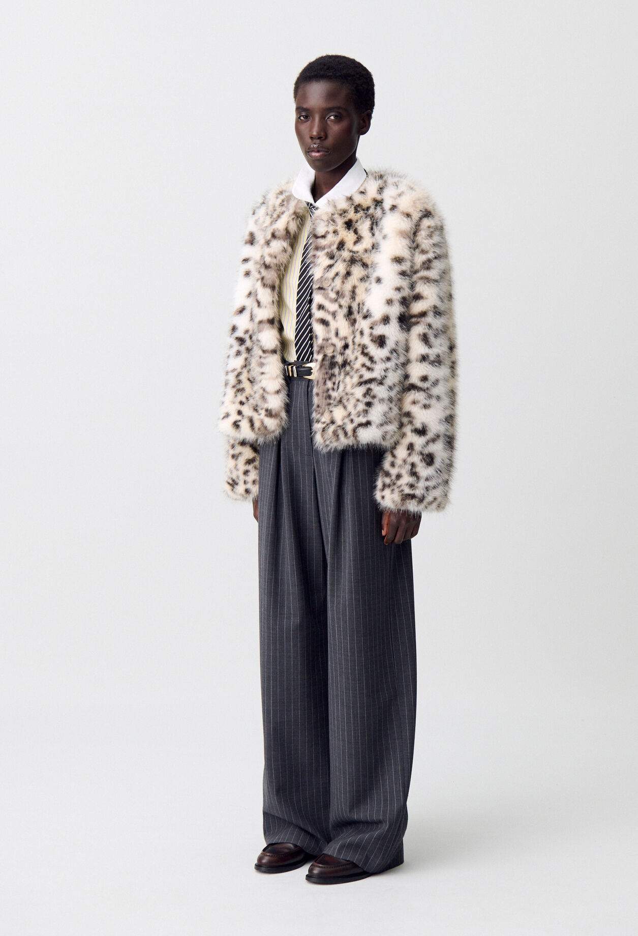Leopard faux fur coat