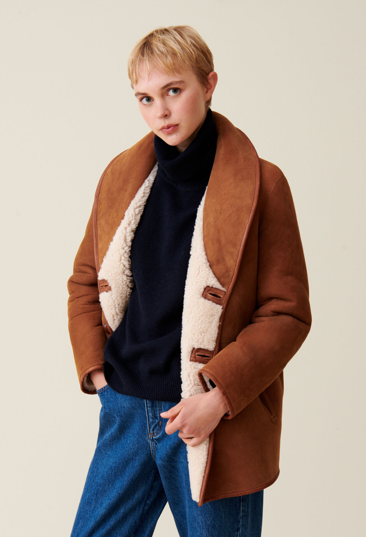 Ecru wool coat discount