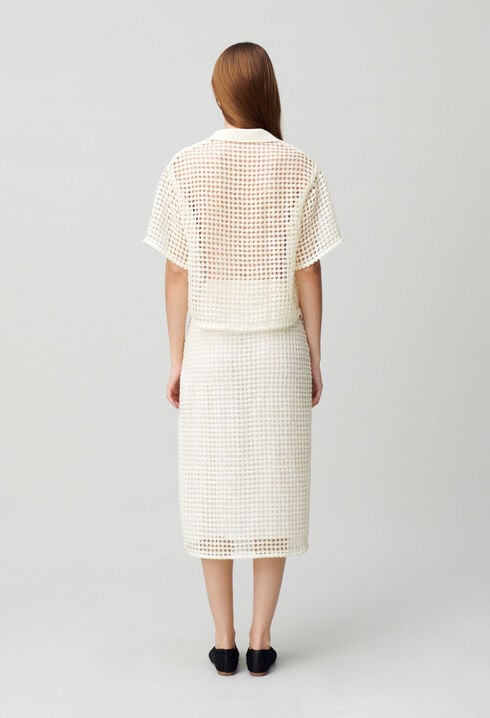 Short-sleeved crochet top