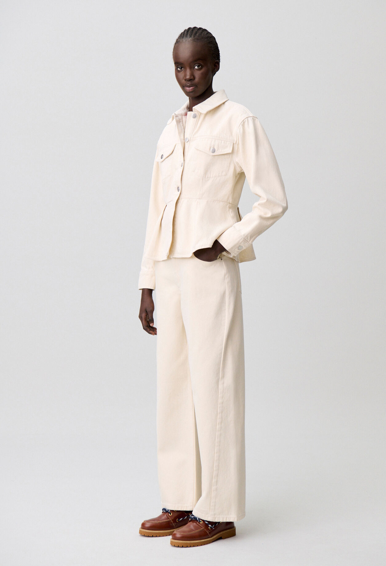 Long-sleeved ecru denim jacket for women | Claudie Pierlot