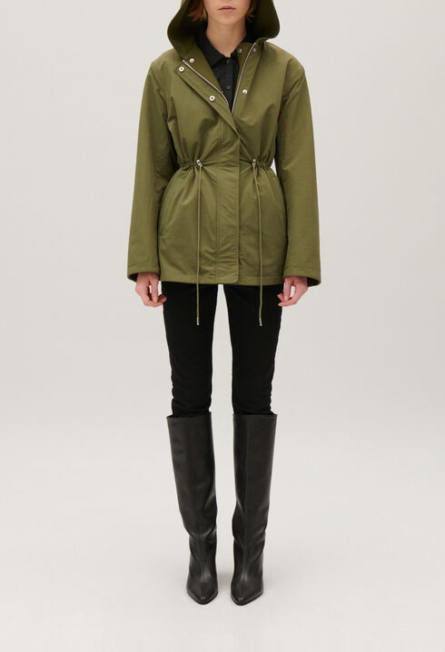Khaki reversible hooded parka