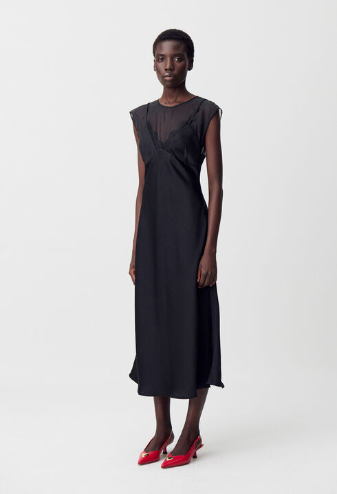 Flowy organza lace long dress